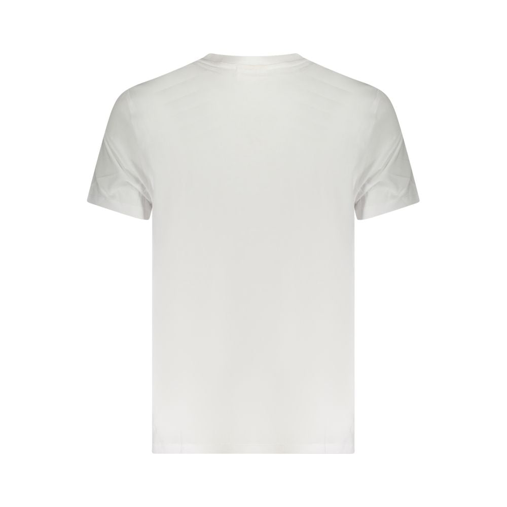 Calvin Klein White Cotton Men T-Shirt featuring minimalist design and logo embroidery, perfect for versatile style and comfort.