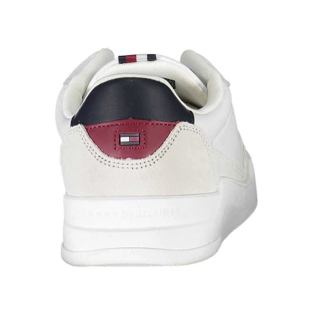 Rear view of Tommy Hilfiger White Polyester Men Sneaker with contrasting details.