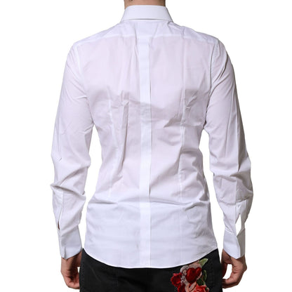 Dolce & Gabbana White Cotton GOLD Long Sleeves Formal Shirt