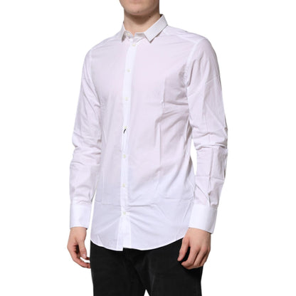 Dolce & Gabbana White Cotton GOLD Long Sleeves Formal Shirt