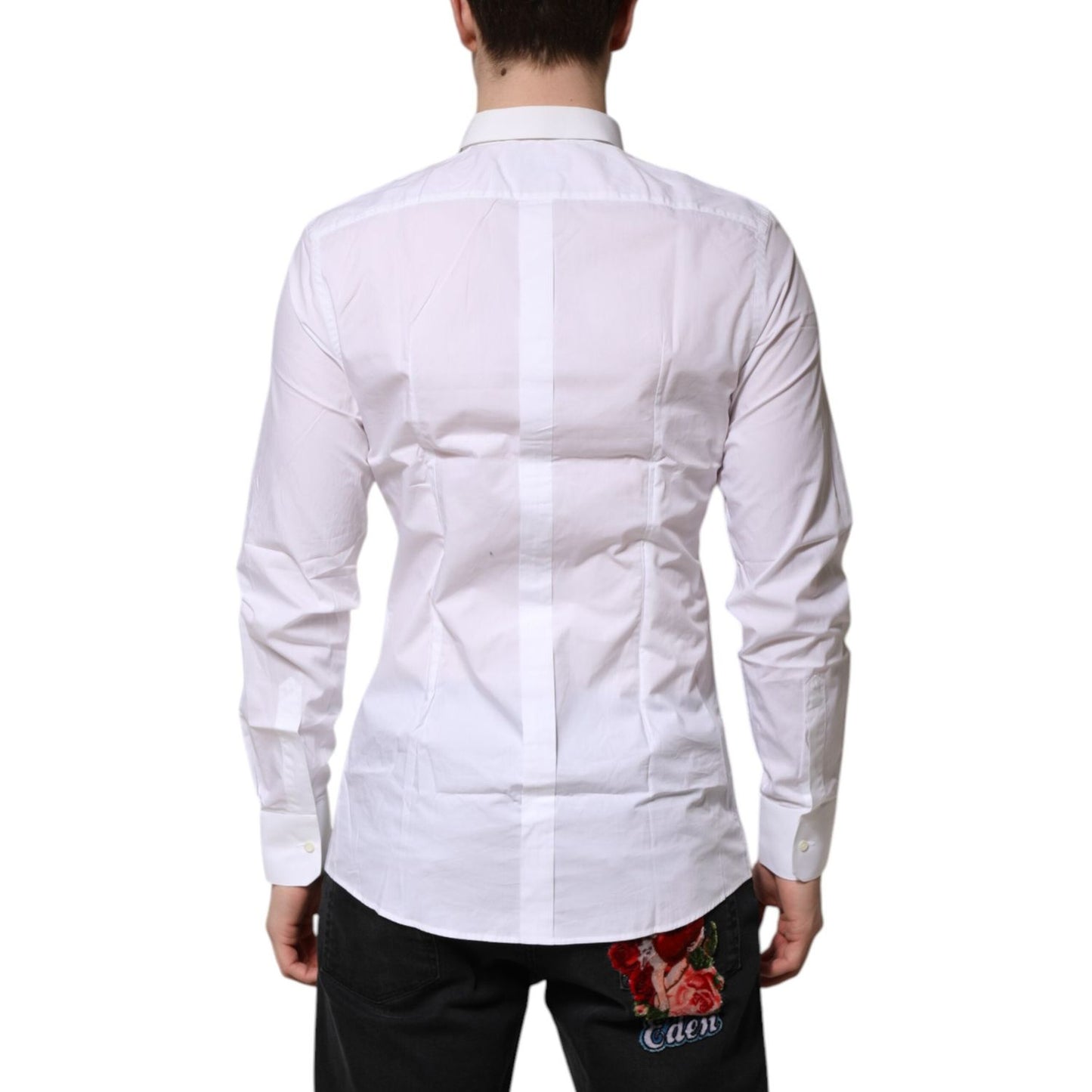 Dolce & Gabbana White Cotton GOLD Long Sleeves Formal Shirt