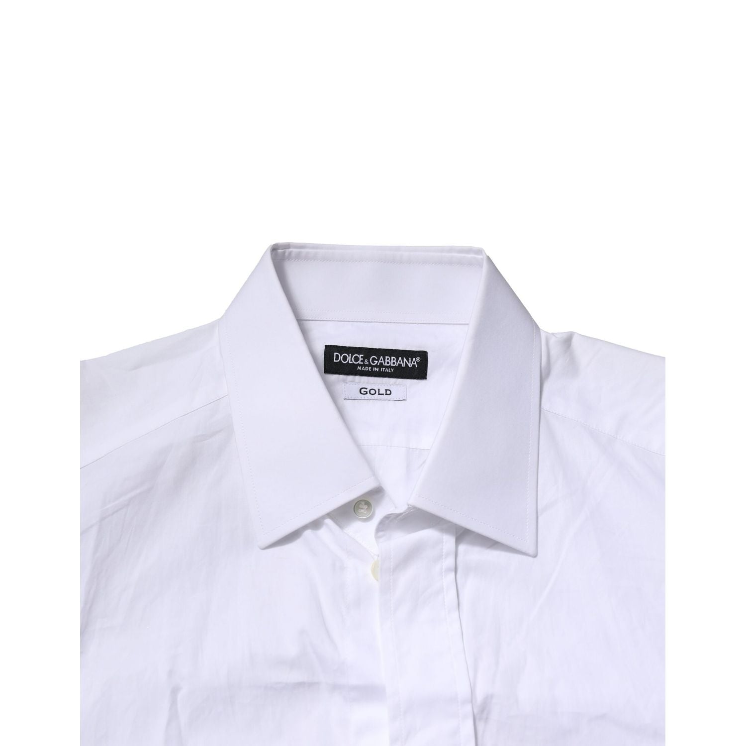Dolce & Gabbana White Cotton GOLD Long Sleeves Formal Shirt