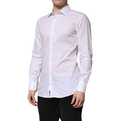 Dolce & Gabbana White GOLD Long Sleeves Dress Men Formal Shirt
