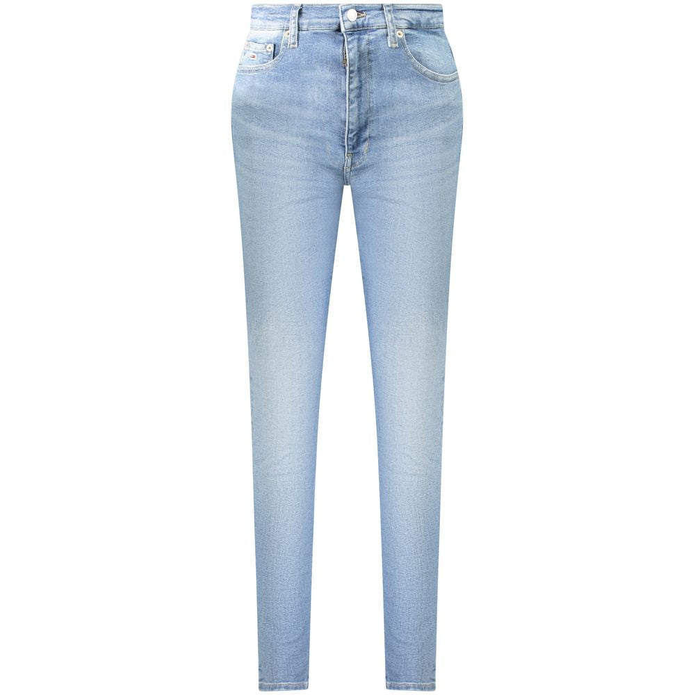 Tommy Hilfiger Blue Cotton Women Jeans - Sleek Sylvia High Skinny Jeans with washed effect and logo, sustainable cotton fashion.