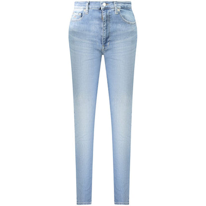 Tommy Hilfiger Blue Cotton Women Jeans - Sleek Sylvia High Skinny Jeans with washed effect and logo, sustainable cotton fashion.