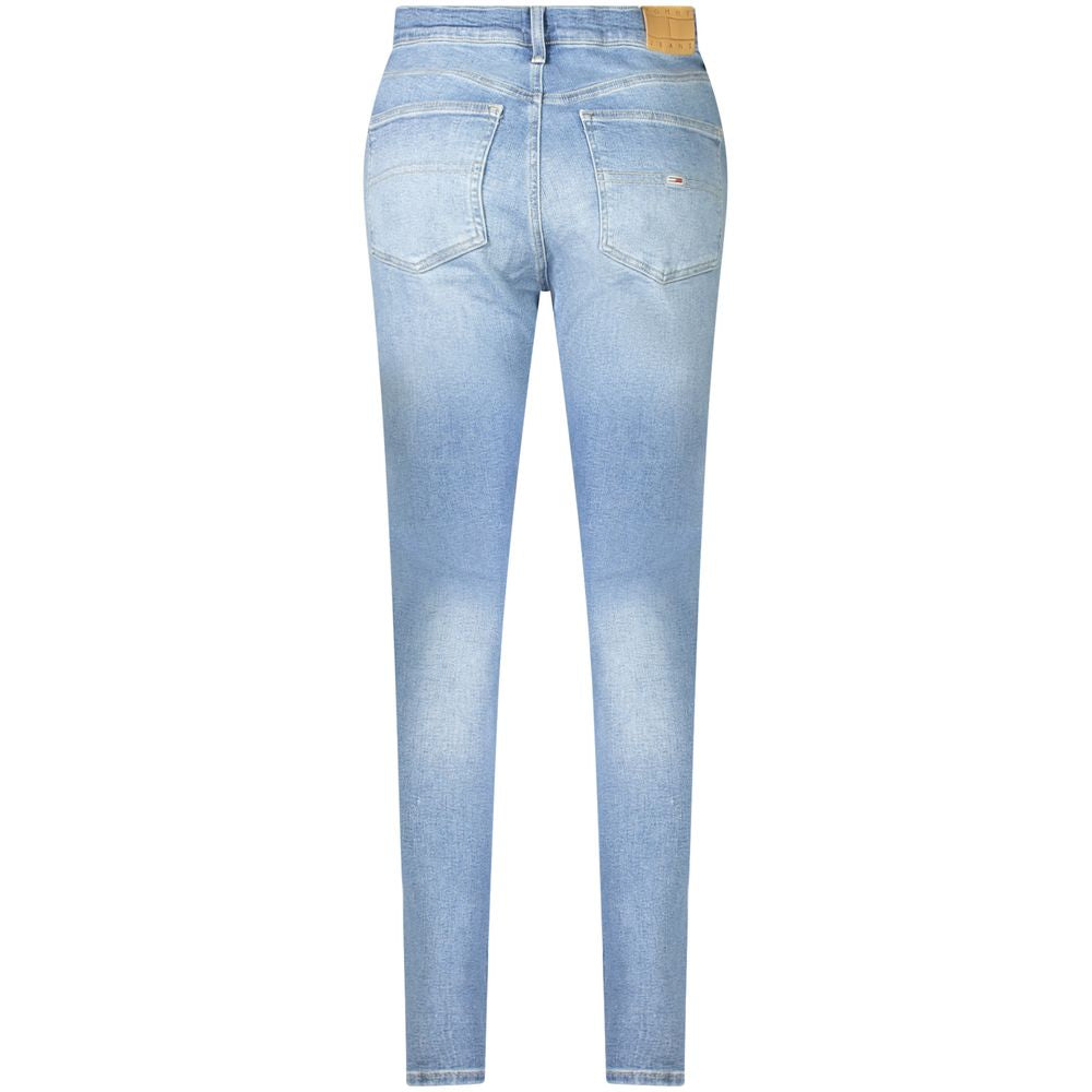 Back view of Tommy Hilfiger Blue Cotton Women Jeans with contemporary washed effect and logo