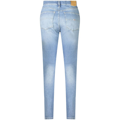 Back view of Tommy Hilfiger Blue Cotton Women Jeans with contemporary washed effect and logo