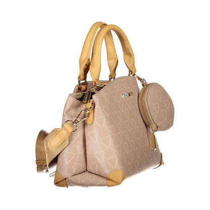 Mario Valentino Beige Polyethylene Handbag with two handles, adjustable straps, external pockets, and contrasting details. Recycled material.