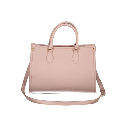 Mario Valentino Pink Polyethylene Handbag with adjustable strap, internal pocket, and protective feet.