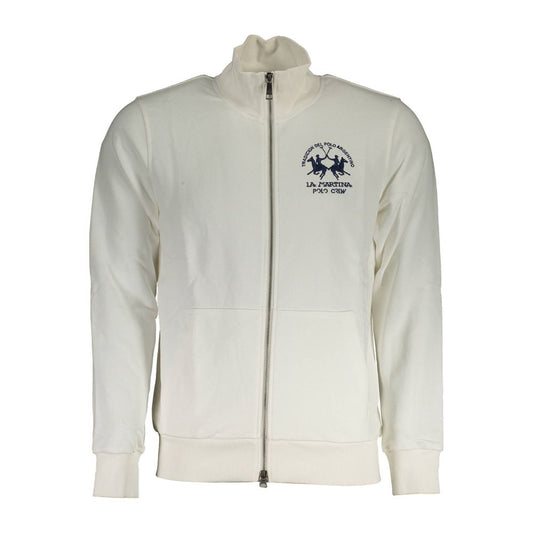 La Martina White Cotton Sweatshirt