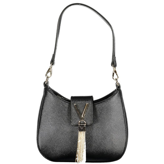 Alt Tag: Mario Valentino Black Polyethylene Women Handbag with detachable chain and removable shoulder handle