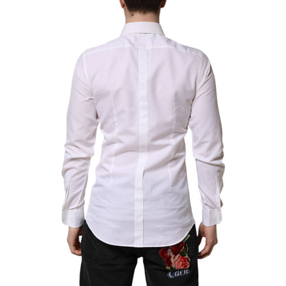 Dolce & Gabbana White GOLD Cotton Poplin Dress Formal Shirt