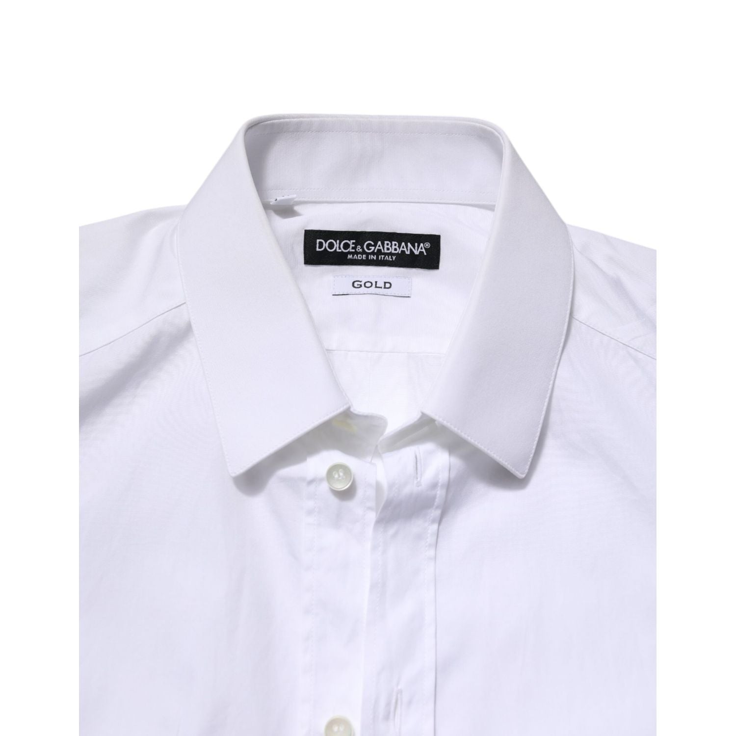 Dolce & Gabbana White GOLD Cotton Long Sleeve Men Formal Shirt