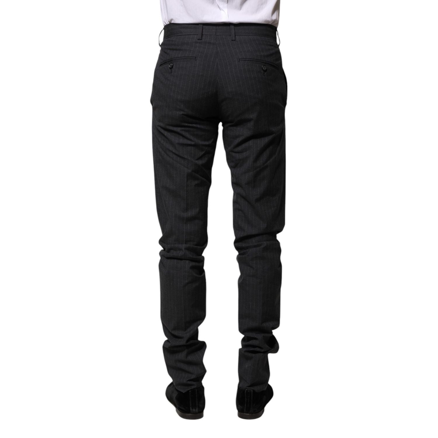 Dolce & Gabbana Gray Striped Cotton Formal Pants