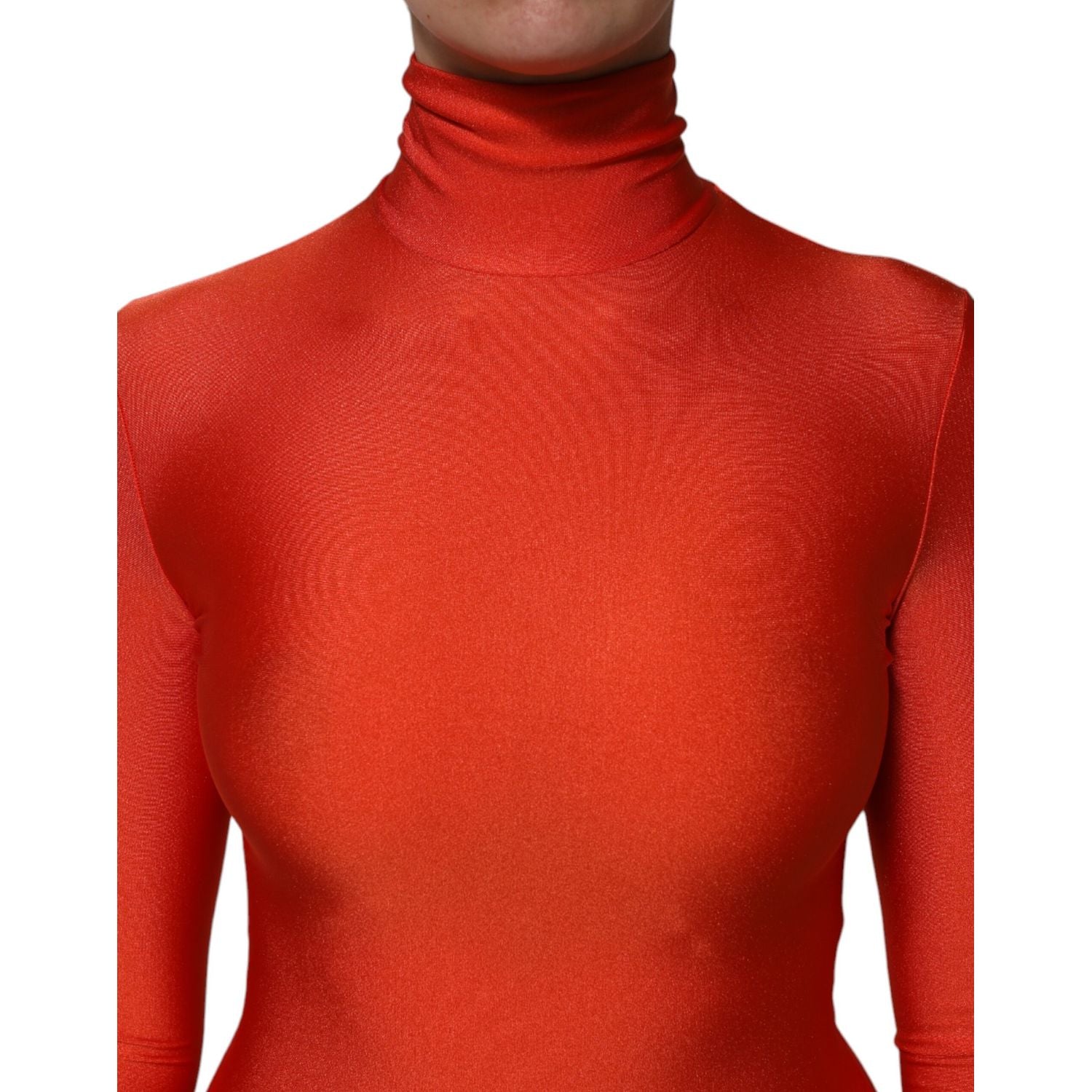 Dolce & Gabbana Red Nylon Turtleneck Bodycon Jumpsuit Dress