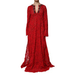 Dolce & Gabbana Red Floral Lace Rhinestone Embellished Dress DR81739-38