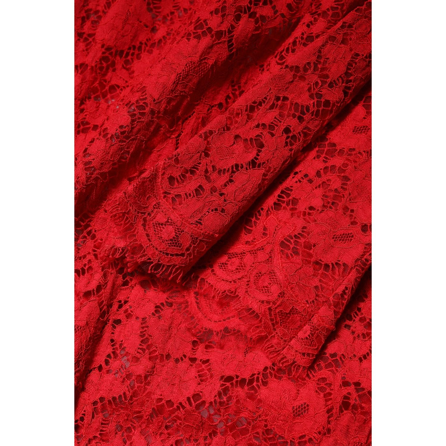 Dolce & Gabbana Red Floral Lace Rhinestone Embellished Dress