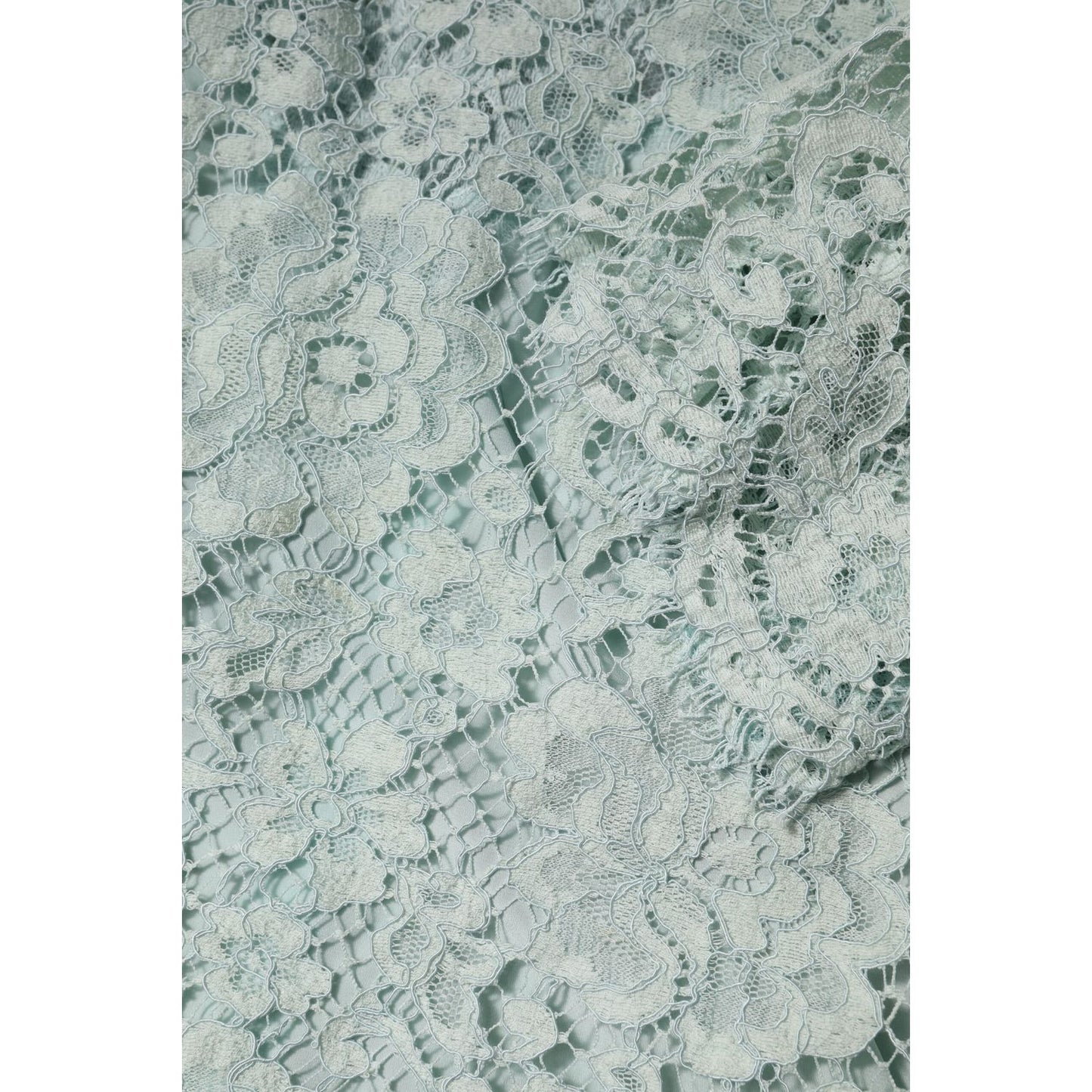 Dolce & Gabbana Mint Green Floral Lace Cotton Blouse Top