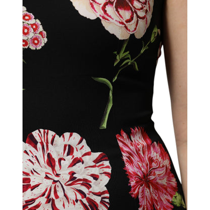 Dolce & Gabbana Black Floral Print Sleeveless Tank Blouse Top