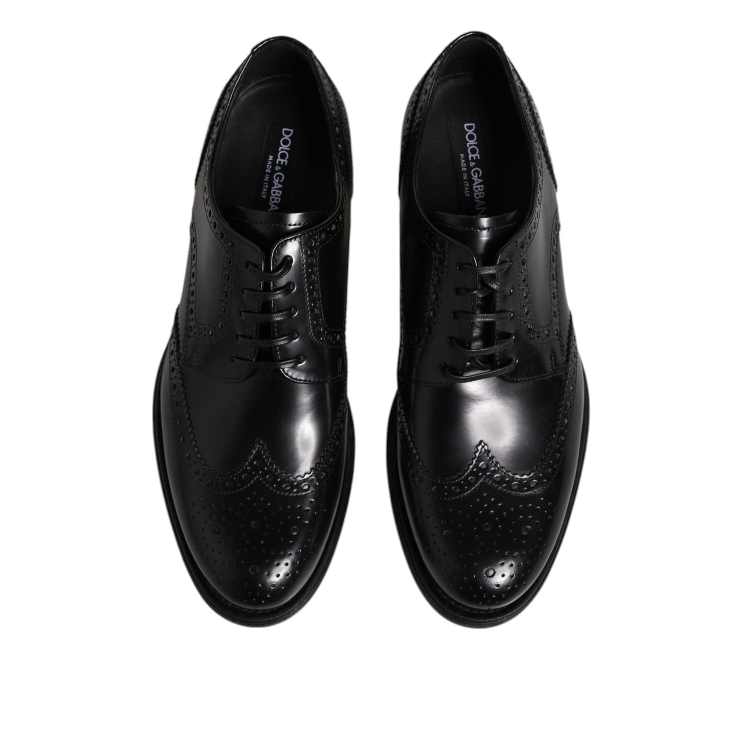 Dolce & Gabbana Black Leather Derby Wingtip Formal Shoes