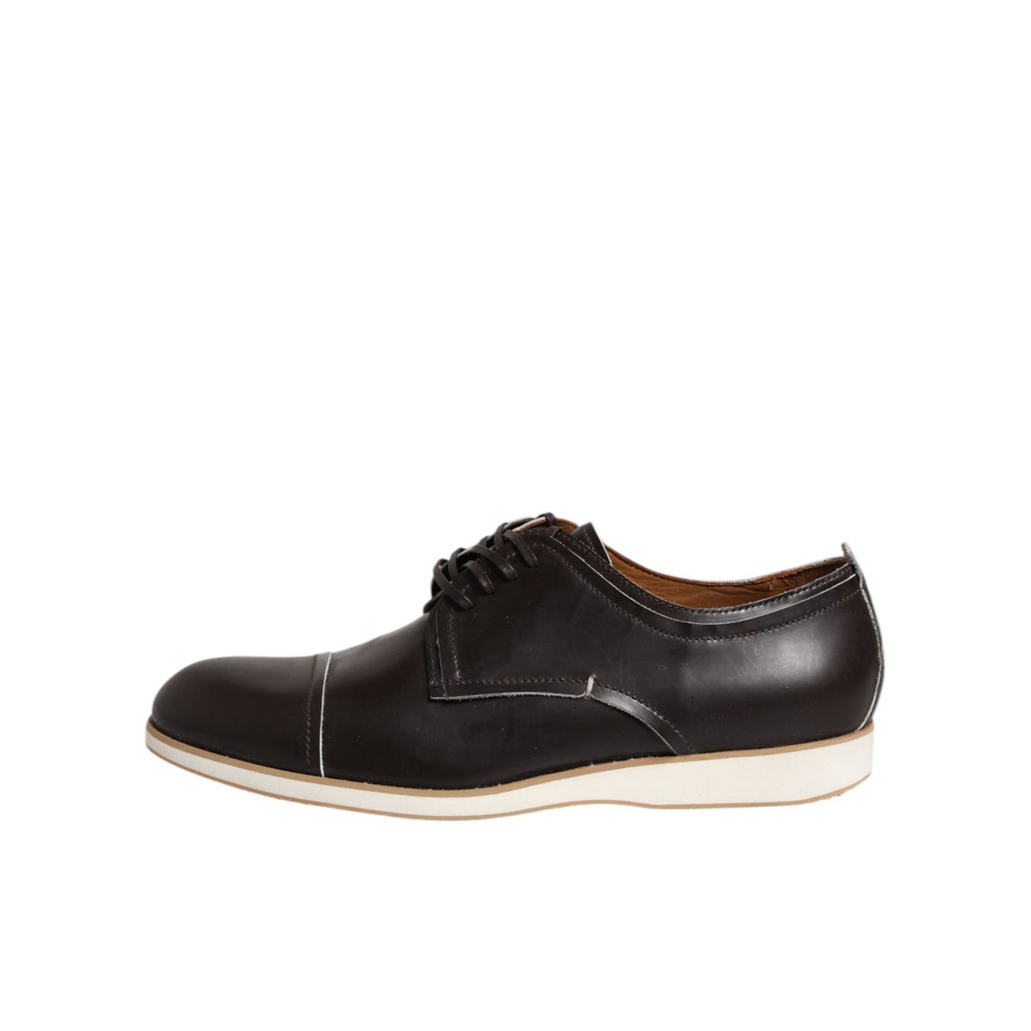 Pollini Dark Brown Leather Derby Lace Up Dress Formal Shoes