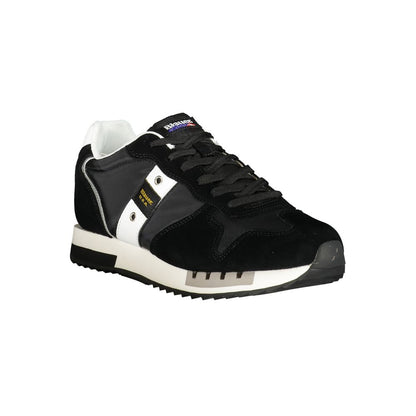 Blauer Black Polyester Men Sneaker with contrast detailing and removable footbed for ultimate comfort.