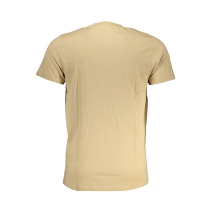 Alt Tag: Back view of Cavalli Class Beige Cotton T-Shirt with short sleeves, crew neck, printed logo.