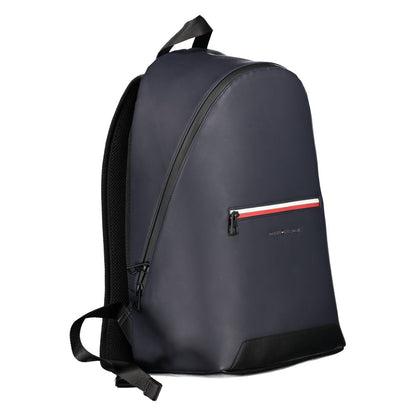 Tommy Hilfiger Blue Polyester Backpack with adjustable straps, external pocket, and logo