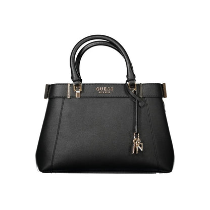 Guess Jeans Black Polyethylene Women Handbag with dual handles and shoulder strap, featuring sleek design and ample compartments.