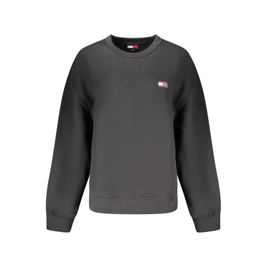 Alt Tag: Tommy Hilfiger Black Cotton Women Sweater with logo, crew neck, long sleeves, eco-friendly fabric, stylish design