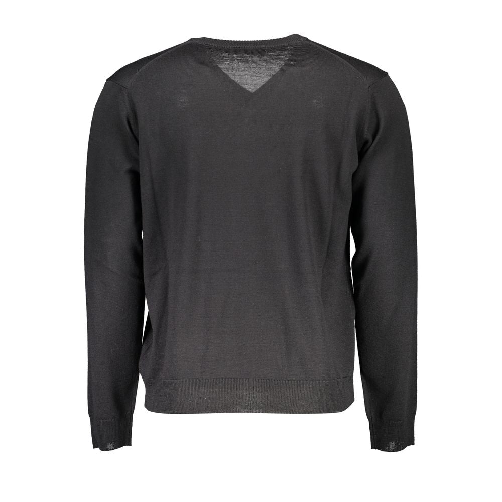 Romeo Gigli Black Wool Men Sweater V-neck back view