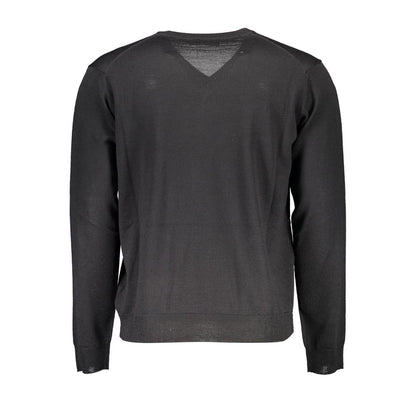 Romeo Gigli Black Wool Men Sweater V-neck back view