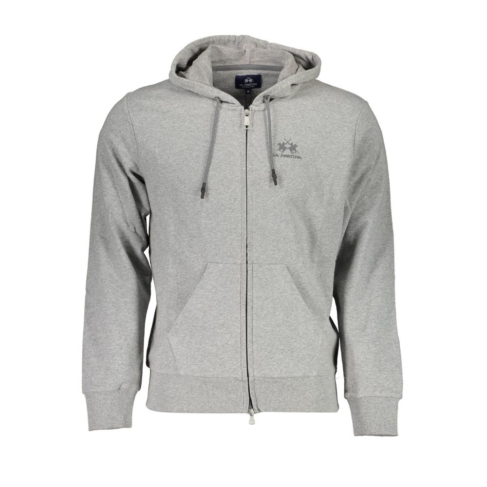 La Martina Gray Cotton Men Sweater with Hood