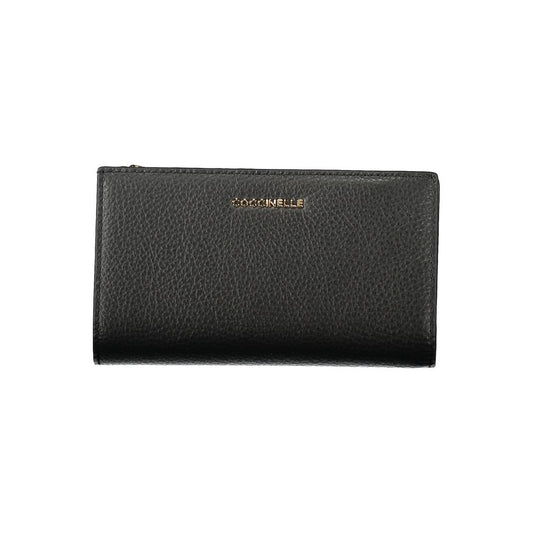 Coccinelle Black Leather Women Wallet with sleek design and metallic logo.