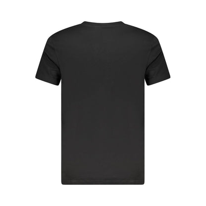Back view of Cavalli Class Black Cotton Men T-Shirt showcasing premium cotton material and classic design.