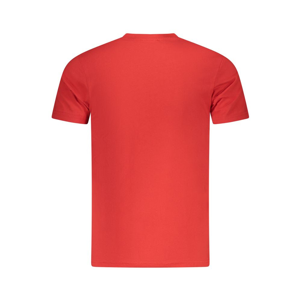 Back view of Cavalli Class Red Cotton Men T-Shirt made from premium cotton, showcasing bold and stylish design for fashion-forward individuals.