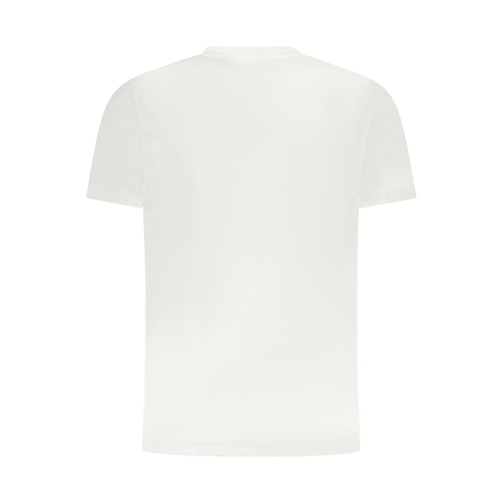 Back view of Cavalli Class White Cotton Men T-Shirt showcasing sleek design and soft cotton fabric.