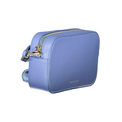 Coccinelle Light Blue Leather Women Handbag with adjustable strap and secure zip, showcasing elegant craftsmanship and serene color.