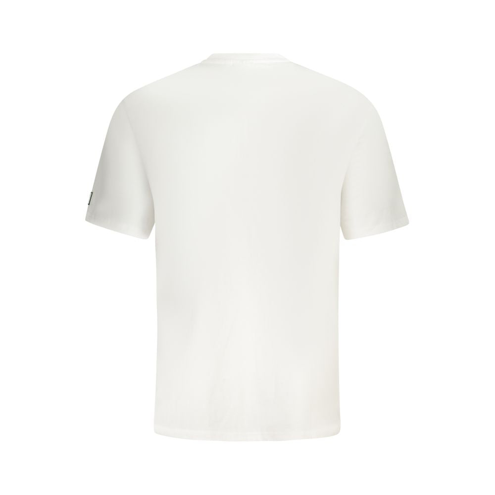 Back view of Fila White Cotton Men T-Shirt showcasing quality cotton fabric for a casual cool style.