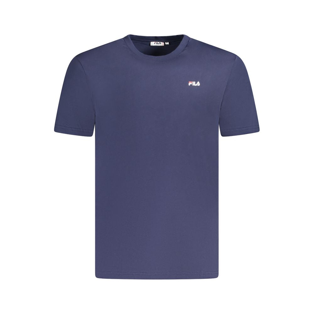 Fila Blue Cotton Men T-Shirt with crew neck and logo, made from 100% organic cotton for sustainable fashion.