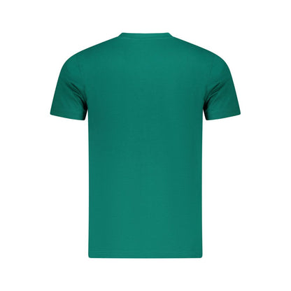 Alt Tag: Back view of Cavalli Class Green Cotton Men T-Shirt showcasing premium quality and vibrant color.