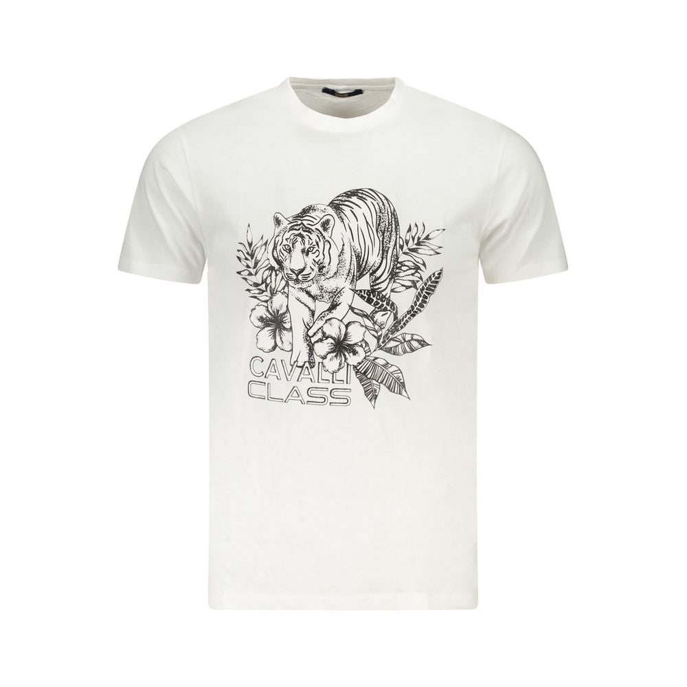 Cavalli Class White Cotton Men T-Shirt