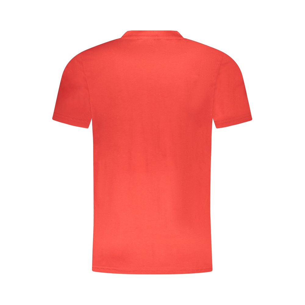 Cavalli Class Red Cotton Men T-Shirt, back view showcasing premium cotton fabric and sophisticated red hue, ideal for contemporary fashion.