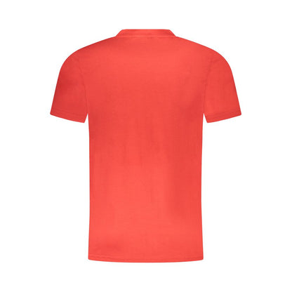 Cavalli Class Red Cotton Men T-Shirt, back view showcasing premium cotton fabric and sophisticated red hue, ideal for contemporary fashion.