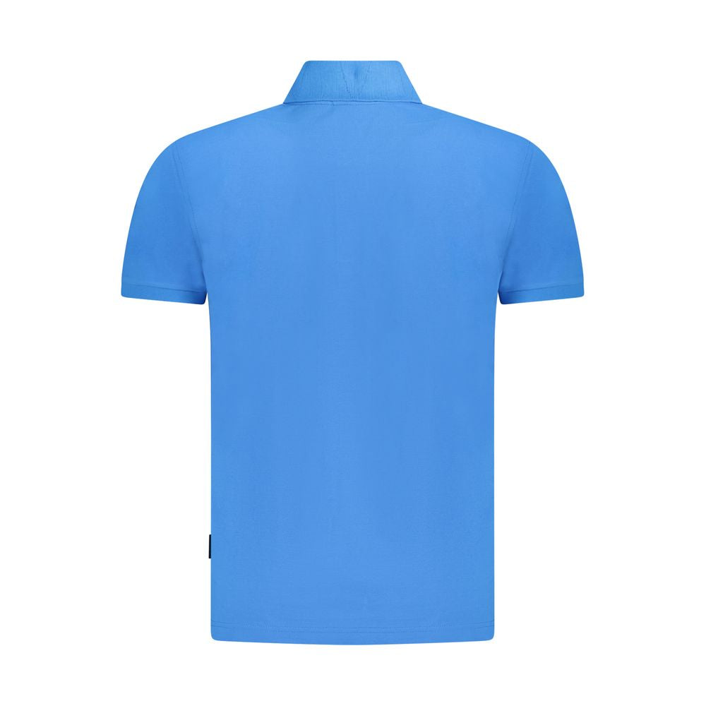 Napapijri Blue Cotton Men Polo Shirt back view showcasing relaxed fit and vibrant color.