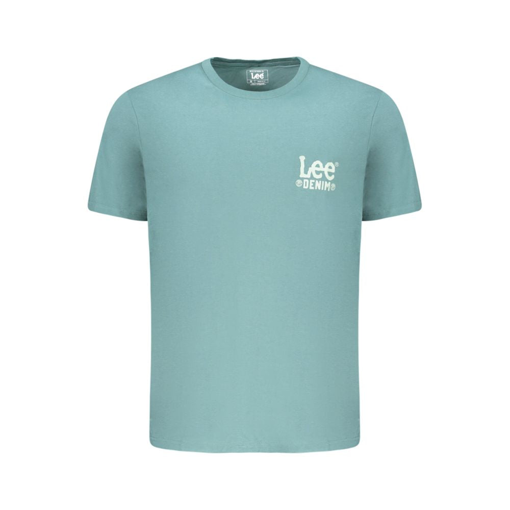 Lee Green Cotton Men T-Shirt with logo, crew neck, and short sleeves; crafted for comfort and style in breathable 100% cotton fabric.