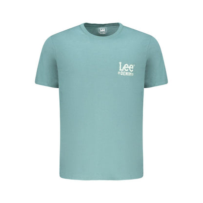 Lee Green Cotton Men T-Shirt with logo, crew neck, and short sleeves; crafted for comfort and style in breathable 100% cotton fabric.