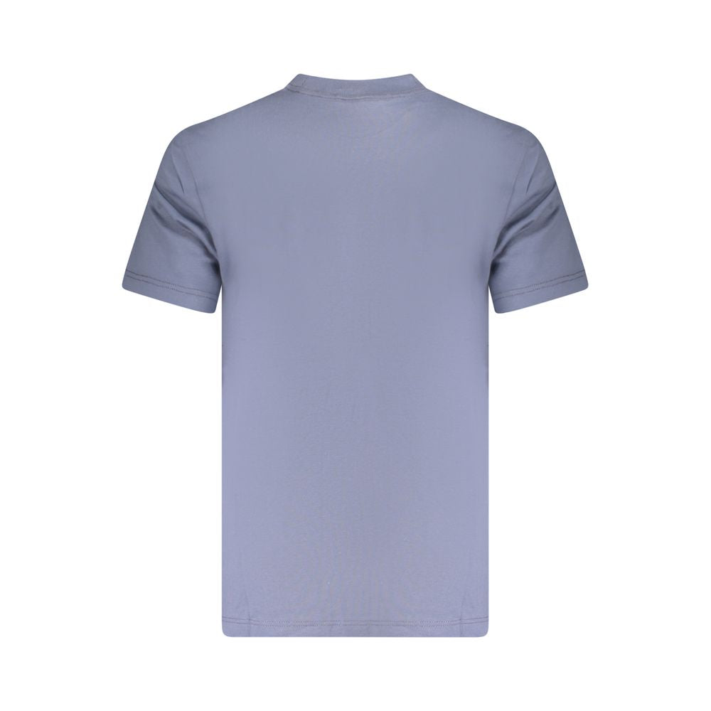 Back view of Calvin Klein Blue Cotton Men T-Shirt showcasing minimalist design and comfort.