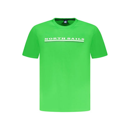 North Sails Green Cotton Men T-Shirt with logo and short sleeves.