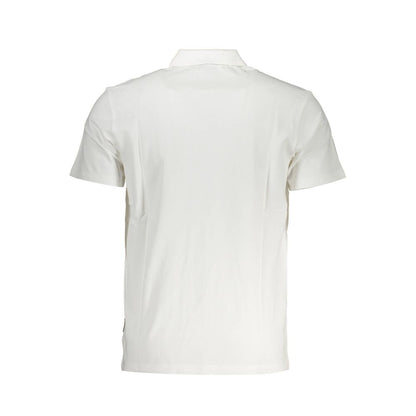 Back view of Napapijri White Cotton Men Polo Shirt with short sleeves and classic collar.